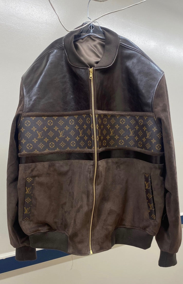THE BEST Louis Vuitton Luxury Brand Full Brown Color Bomber Jacket Limited  Edition