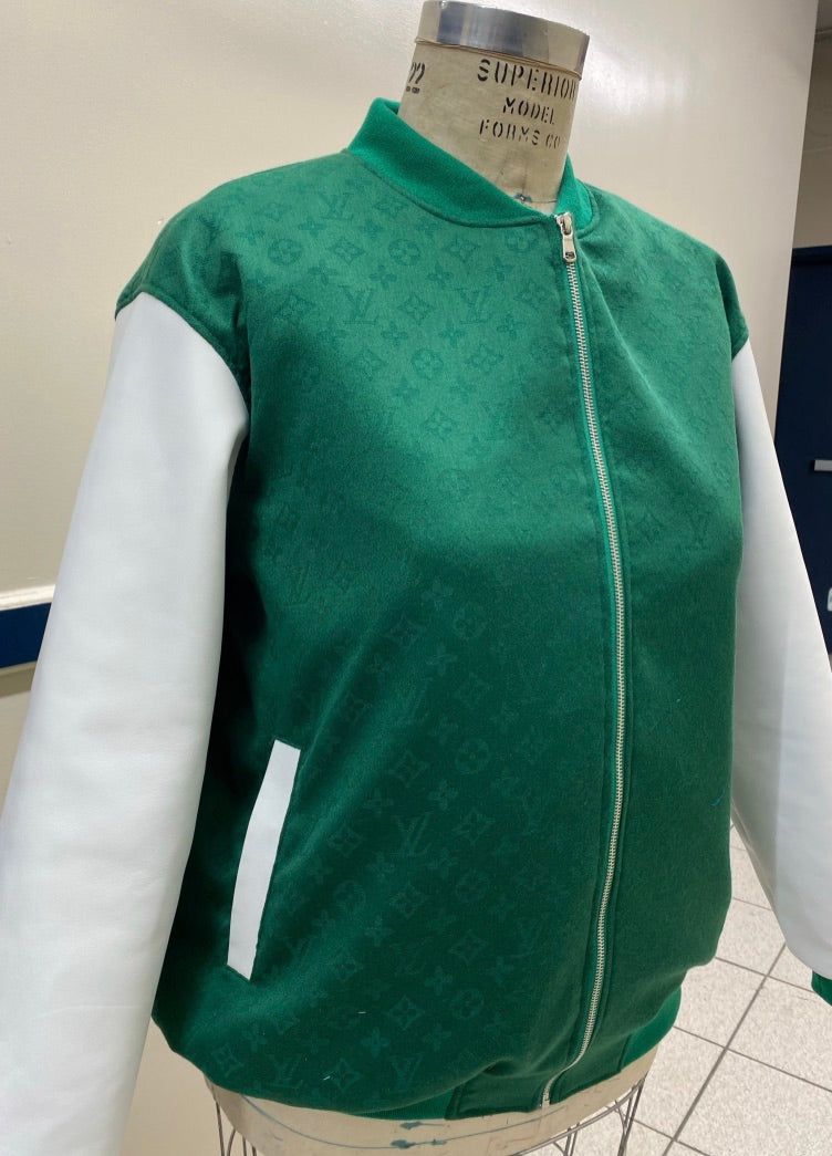 LOUIS VUITTON Short Blouson Jacket 38 Shiny mint green Authentic Women Used